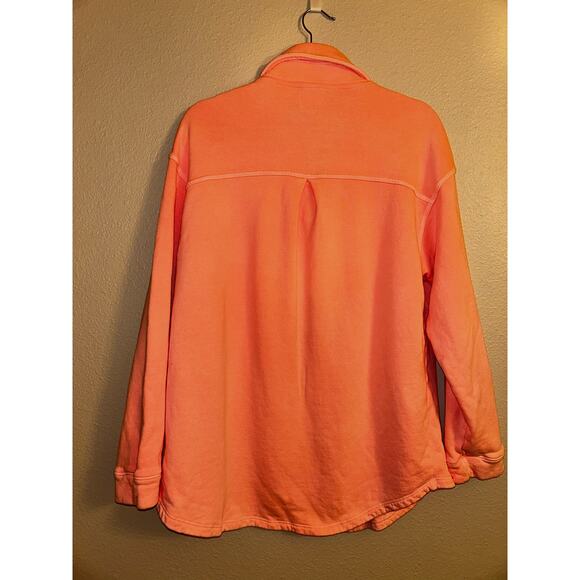 SUNDRY Spring Fleece  Pigment Peach Casual Long Sleeves Shirt Jacket Shacket - Picture 8 of 10